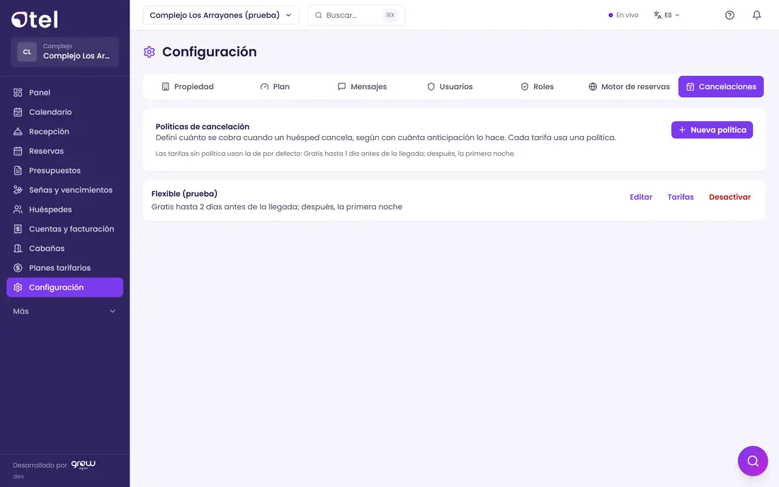 Políticas de cancelación